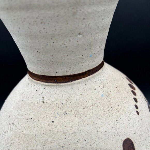 Vtg Tonala Mexican Pottery Vase Owl Floral Sandstone Folk Art Mexico Signed Lrg - Picture 8 of 9